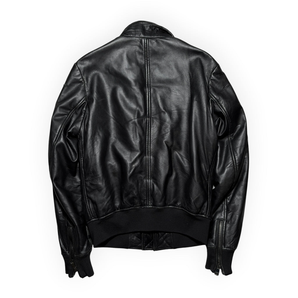 Dolce & Gabbana Multi-Zip Pocket Lambskin Leather Flight Bomber Jacket