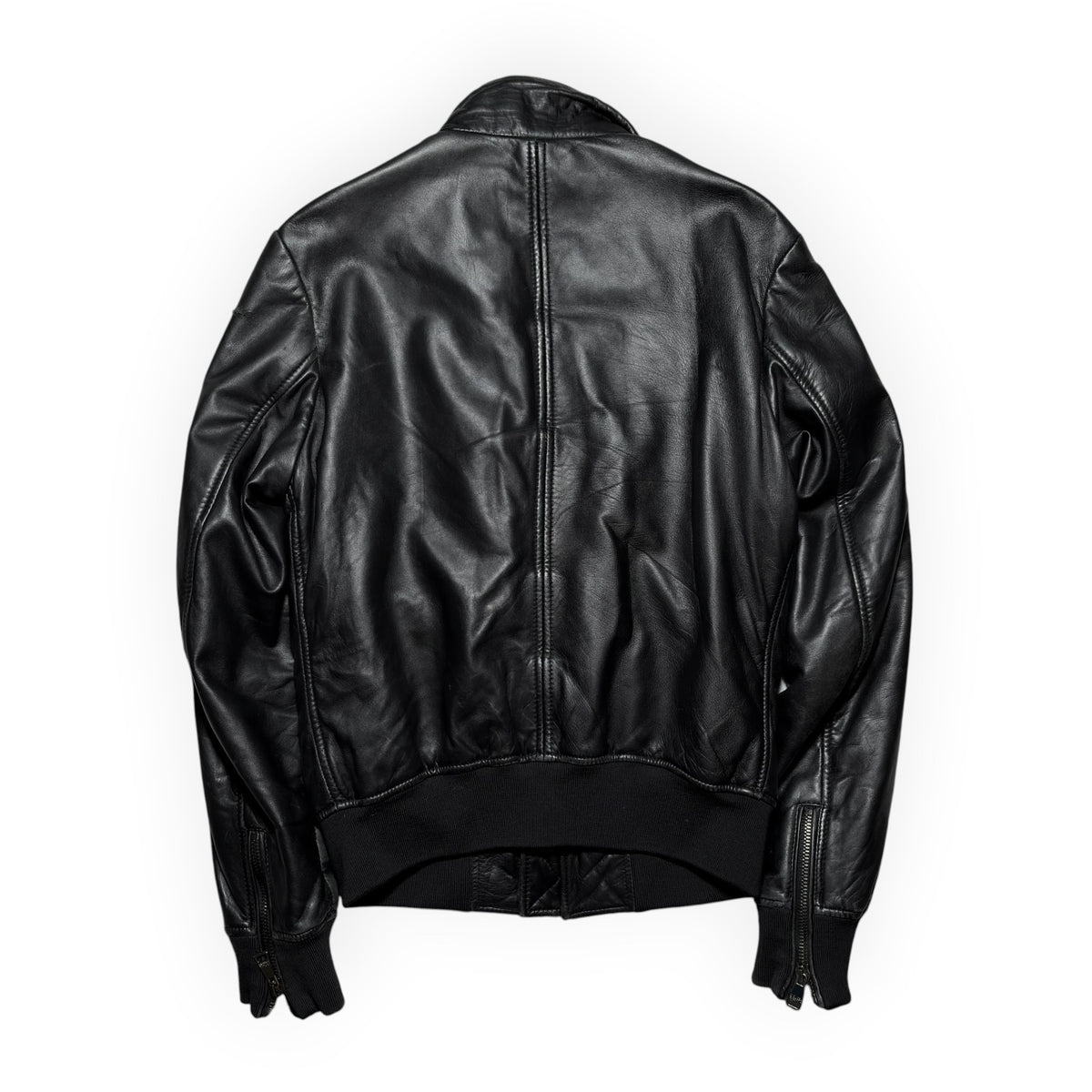 Dolce & Gabbana Multi-Zip Pocket Lambskin Leather Flight Bomber Jacket