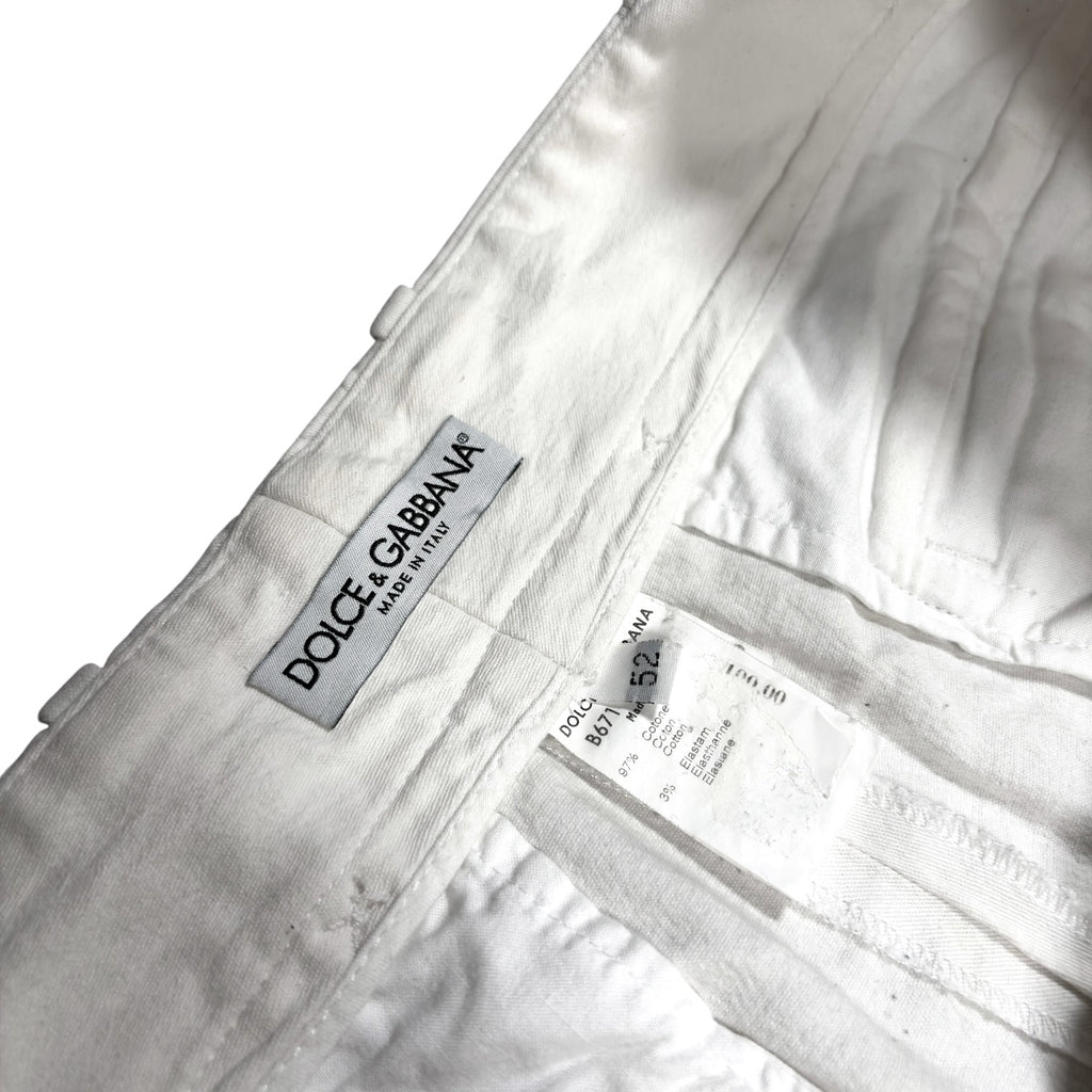 Dolce & Gabbana White Zip Trousers