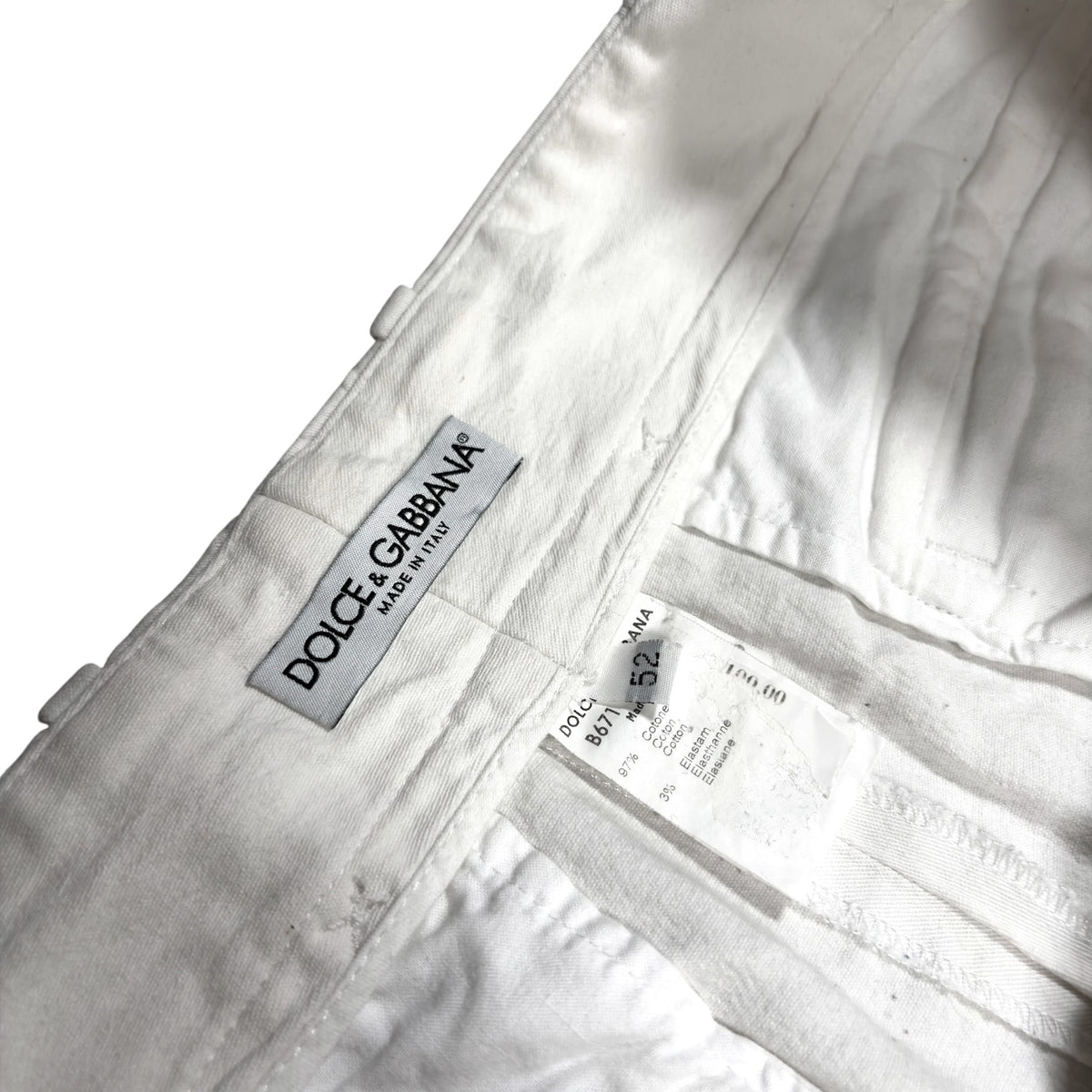Dolce & Gabbana White Zip Trousers