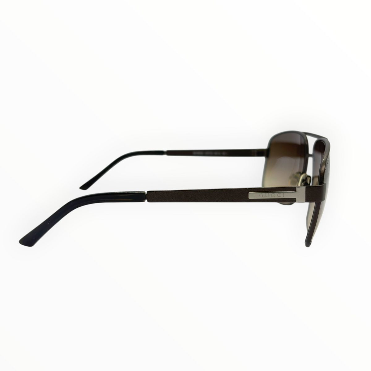 Gucci Vintage Dark Brown Metal Shield Aviator Sunglasses