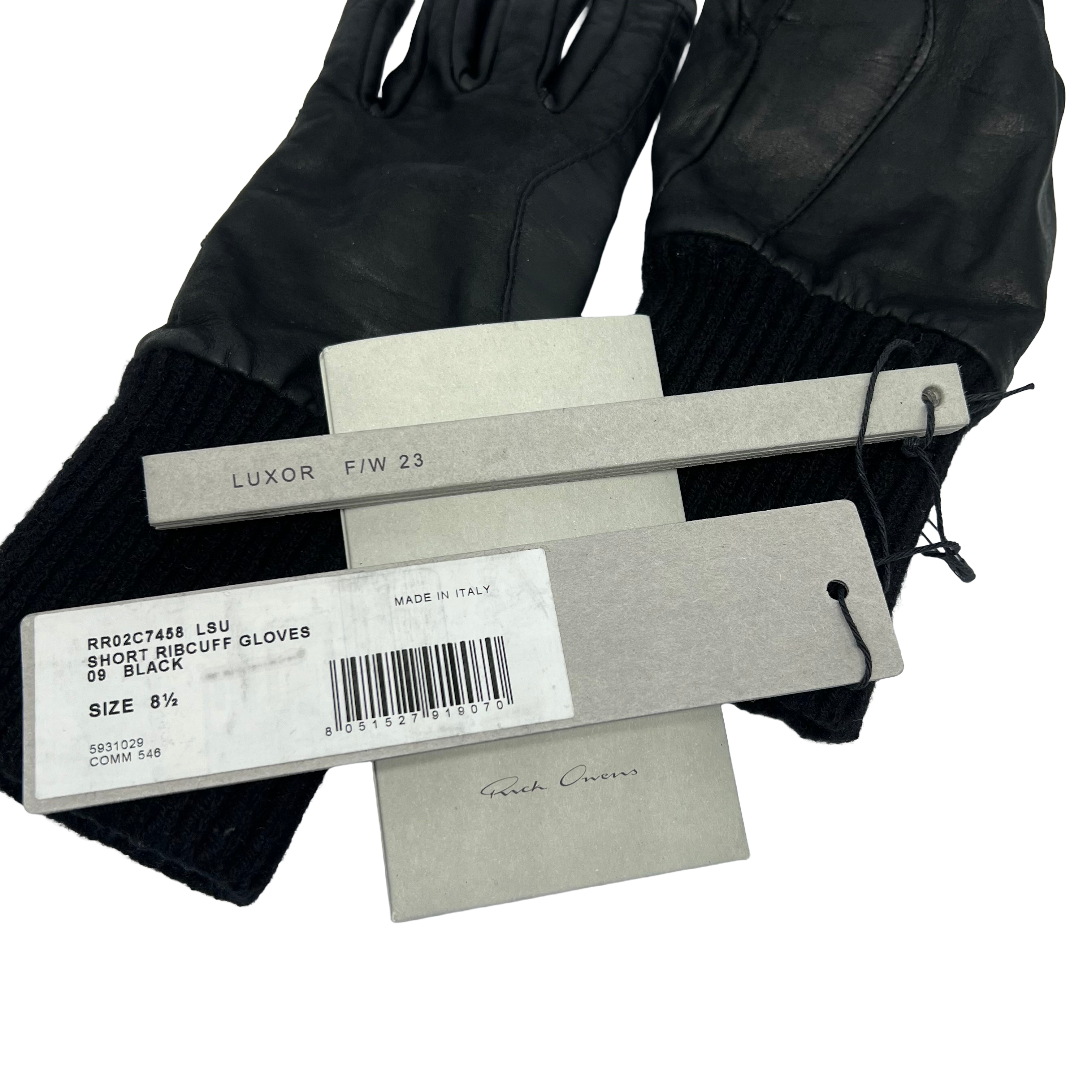 Rick Owens FW23 "Luxor" Short Ribcuff Gloves
