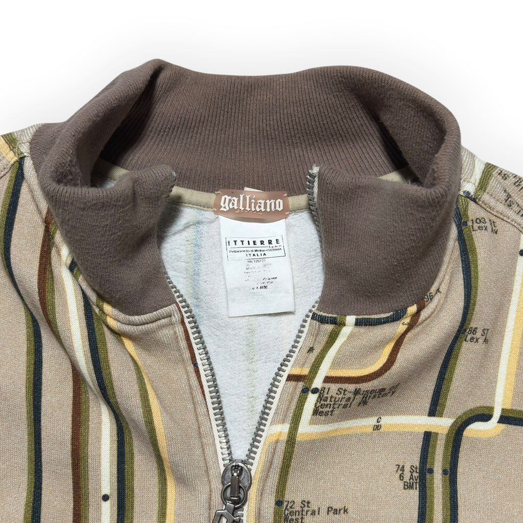 John Galliano Subway Transit Map Zip-Up Sweatshirt