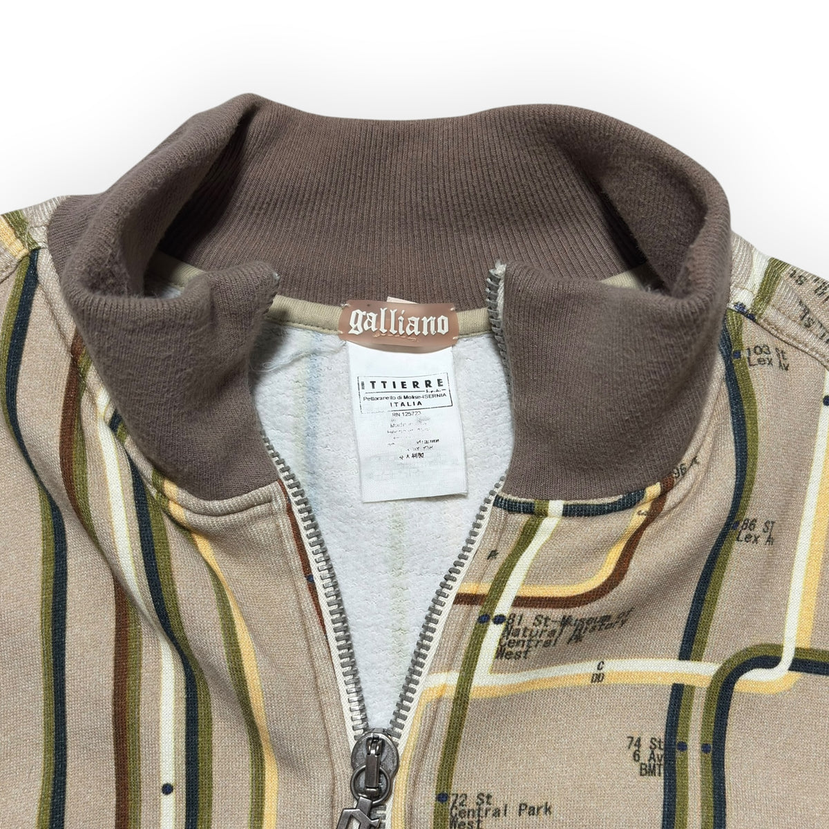 John Galliano Subway Transit Map Zip-Up Sweatshirt
