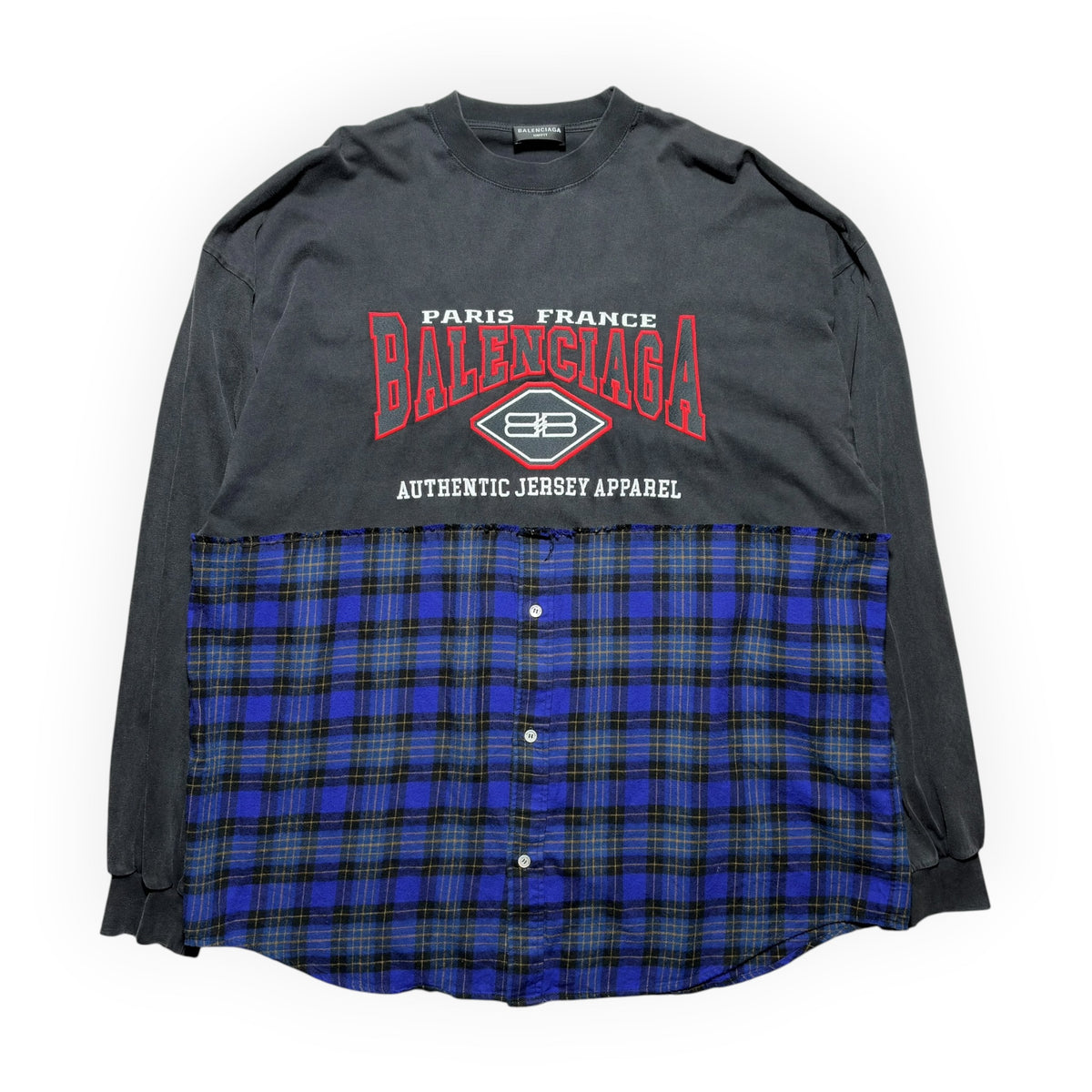 Balenciaga Hybrid Graphic Flannel Long-Sleeve Shirt