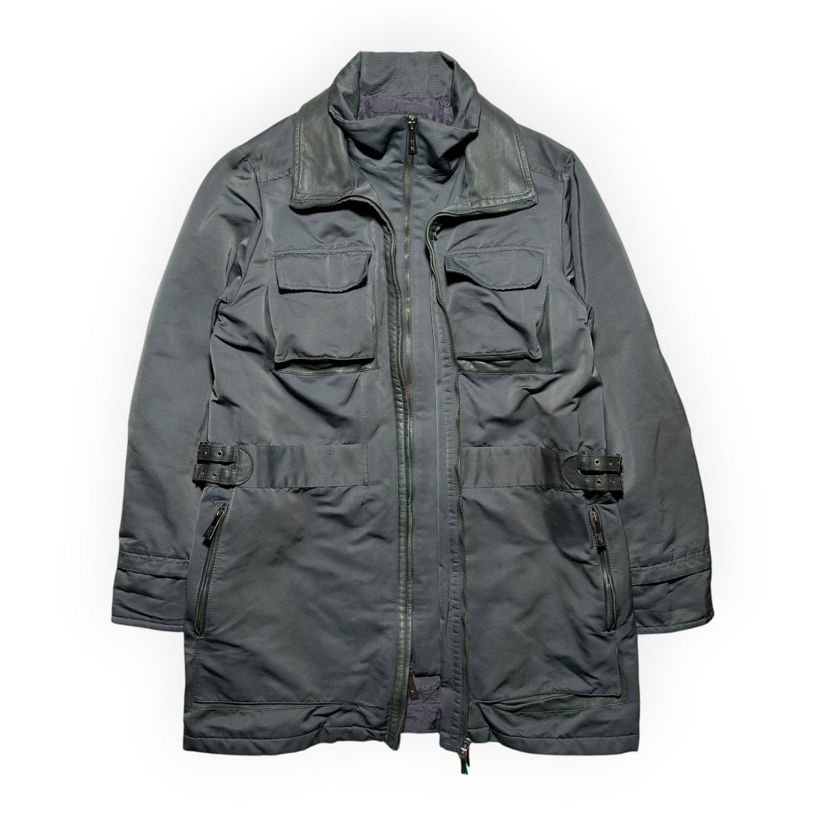 Versace Jeans Couture Leather-Trimmed Buckled Utility Parka
