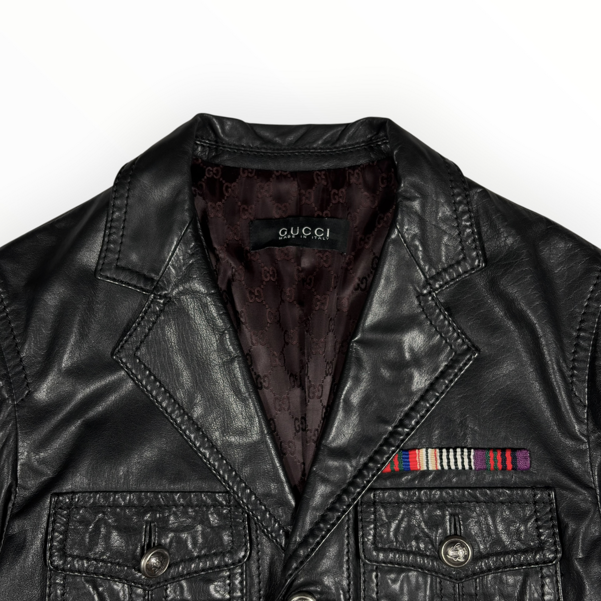 Gucci Leather Military Safari Field Jacket