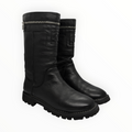 Chanel 00s CC-Embossed Leather  Boots