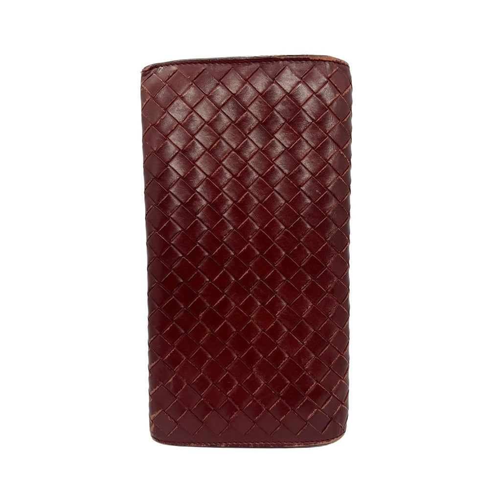Bottega Veneta Burgundy Intrecciato Flap Wallet