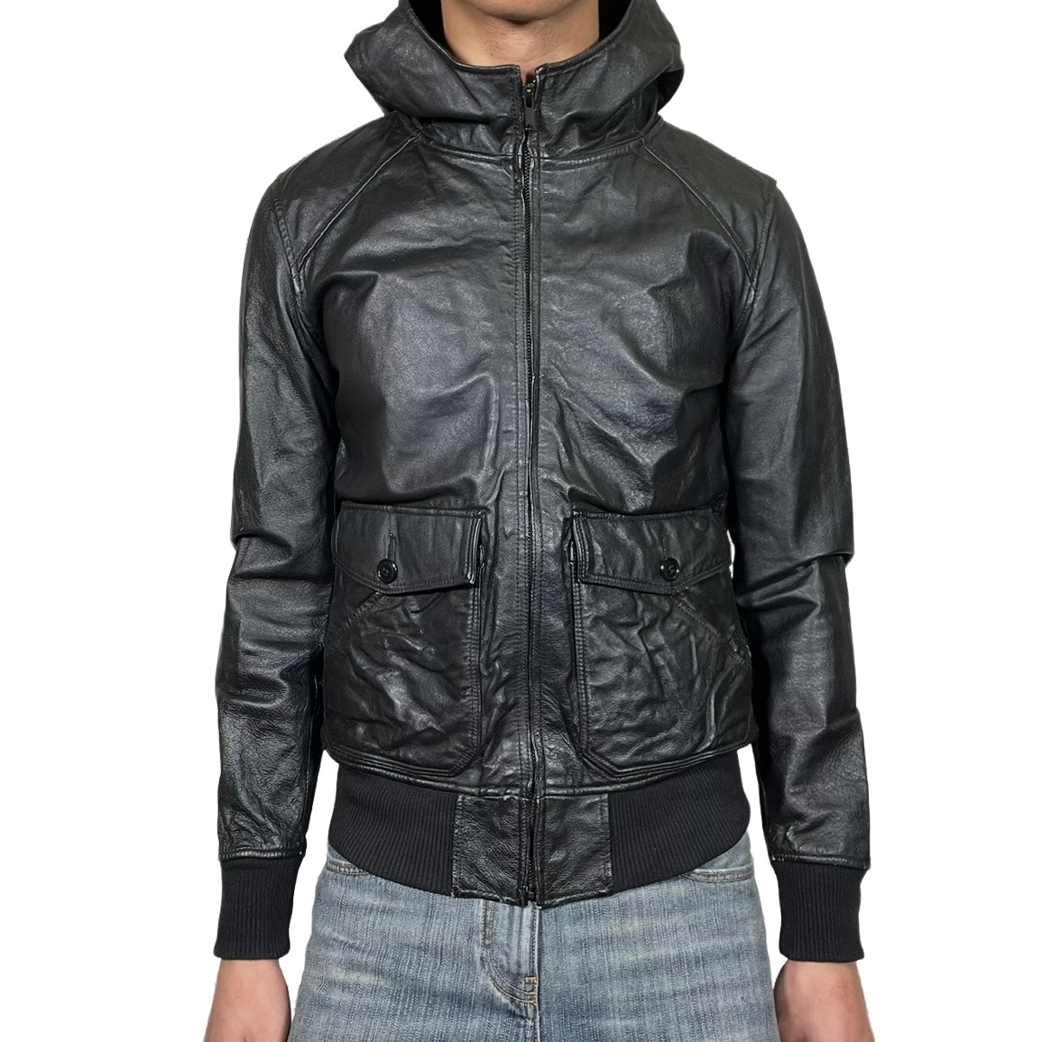 Hysteric Glamour Hooded Leather Jacket