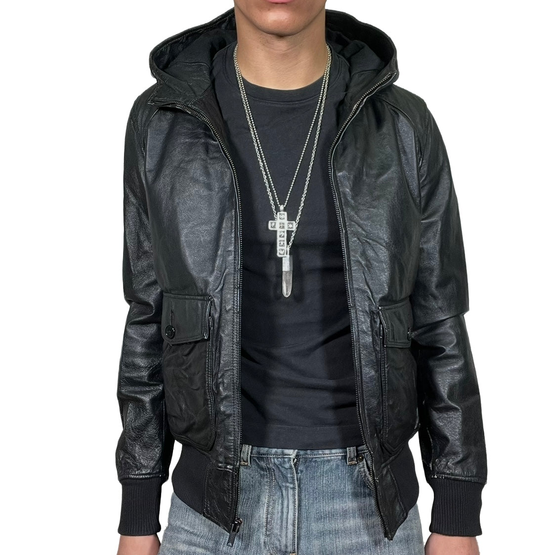 Hysteric Glamour Hooded Leather Jacket
