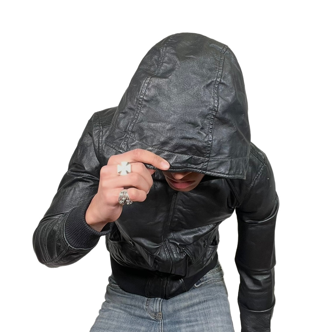 Hysteric Glamour Hooded Leather Jacket