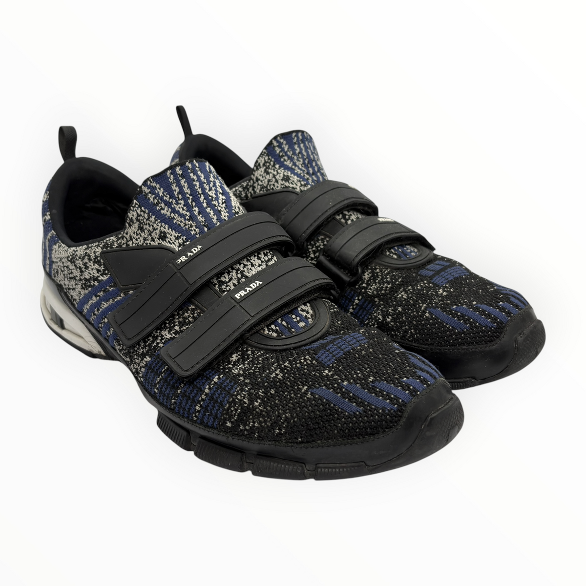 Prada Knit Double-Strap Velcro Sneakers